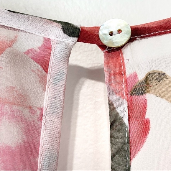 Show Me Your Mumu Roses Floral Pink Red White Dress Large Bell Sleeves Large - Picture 12 of 15